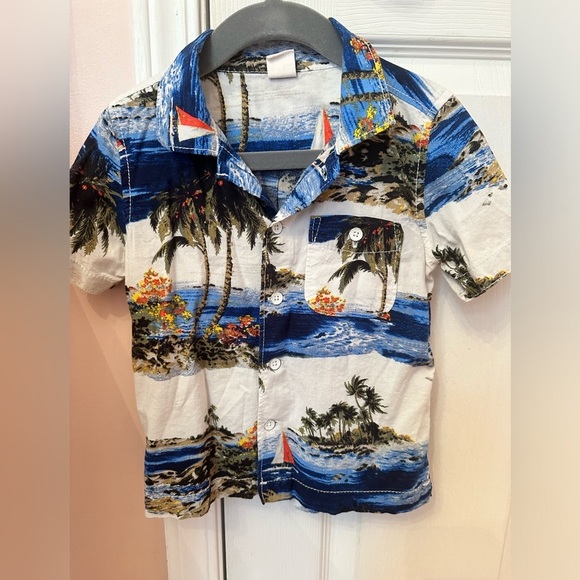 Toddler Boys Hawaiian print button down shirt - Picture 1 of 3